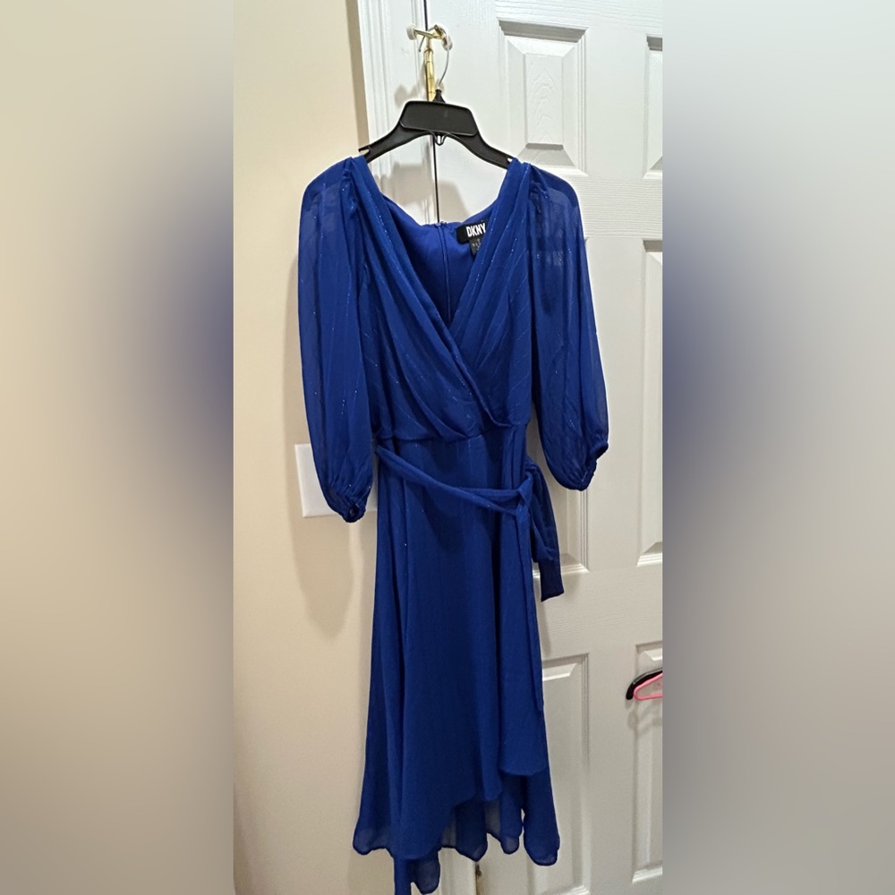 Beautiful blue DKNY high/low dress